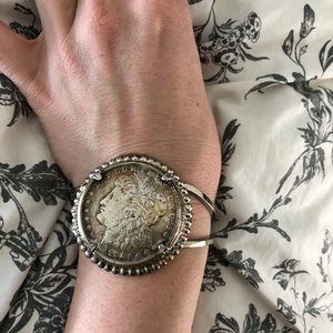 Antique Morgan Silver Dollar Coin Bracelet Bangle